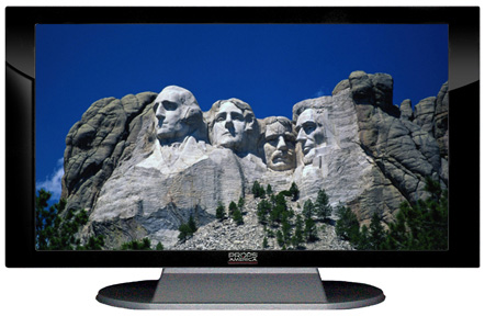 22" TV Prop Plasma-LED Flat Screen TV in Gloss Black on Matte Silver-XX Style Series with Mt. Rushmore Screen