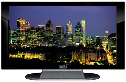 22" TV Prop Plasma-LED Flat Screen TV in Gloss Black on Matte Silver-XX Style Series with Dallas at Night Screen