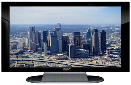 22" TV Prop Plasma-LED Flat Screen TV in Gloss Black on Matte Silver-XX Style Series with Dallas Screen