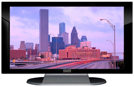 22" TV Prop Plasma-LED Flat Screen TV in Gloss Black on Matte Silver-XX Style Series with Houston Screen