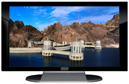 22" TV Prop Plasma-LED Flat Screen TV in Gloss Black on Matte Silver-XX Style Series with Hoover Dam Screen