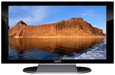 22" TV Prop Plasma-LED Flat Screen TV in Gloss Black on Matte Silver-XX Style Series with Rock Formations in Utah Screen