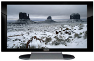 22" TV Prop Plasma-LED Flat Screen TV in Gloss Black on Matte Silver-XX Style Series with Snow in Monument Valley Screen