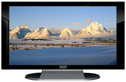 22" TV Prop Plasma-LED Flat Screen TV in Gloss Black on Matte Silver-XX Style Series with Grand Tetons in the Winter Screen