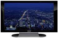 22" TV Prop Plasma-LED Flat Screen TV in Gloss Black on Matte Silver-XX Style Series with Salt Lake City at Night Screen