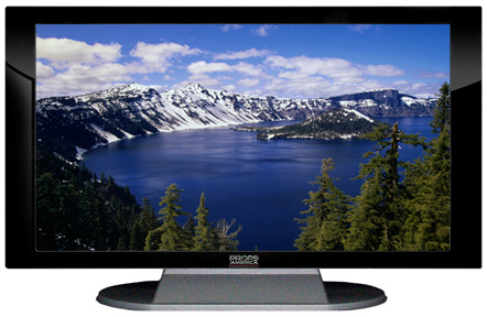 22" TV Prop Plasma-LED Flat Screen TV in Gloss Black on Matte Silver-XX Style Series with Crater Lake Screen