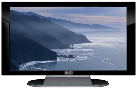 22" TV Prop Plasma-LED Flat Screen TV in Gloss Black on Matte Silver-XX Style Series with Big Sur Screen