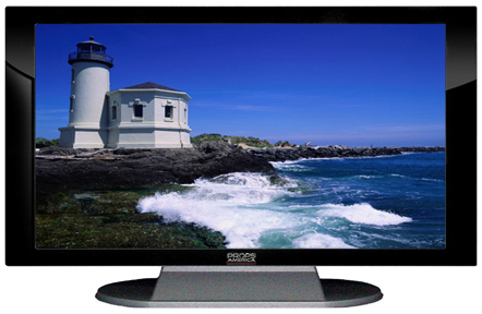 22" TV Prop Plasma-LED Flat Screen TV in Gloss Black on Matte Silver-XX Style Series with Lighthouse Screen