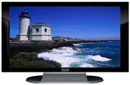 22" TV Prop Plasma-LED Flat Screen TV in Gloss Black on Matte Silver-XX Style Series with Lighthouse Screen