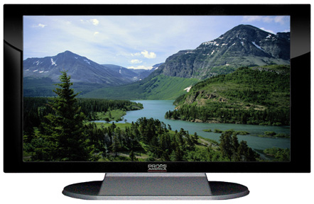 42" TV Prop Plasma-LED Flat Screen TV in Gloss Black on Matte Silver-XX Style Series with Glacier National Park Screen