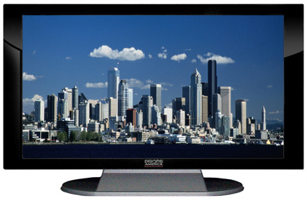 22" TV Prop Plasma-LED Flat Screen TV in Gloss Black on Matte Silver-XX Style Series with Seattle Screen