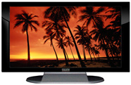 22" TV Prop Plasma-LED Flat Screen TV in Gloss Black on Matte Silver-XX Style Series with Hawaiian Sunset Screen