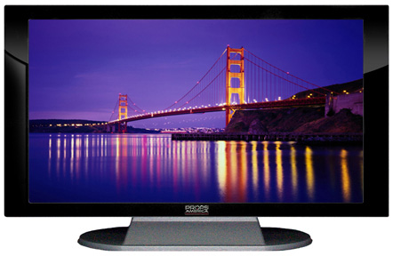 22" TV Prop Plasma-LED Flat Screen TV in Gloss Black on Matte Silver-XX Style Series with Golden Gate Bridge at Night Screen