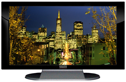 22" TV Prop Plasma-LED Flat Screen TV in Gloss Black on Matte Silver-XX Style Series with San Francisco at Night Screen