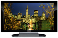 22" TV Prop Plasma-LED Flat Screen TV in Gloss Black on Matte Silver-XX Style Series with San Francisco at Night Screen