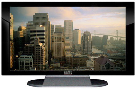 42" TV Prop Plasma-LED Flat Screen TV in Gloss Black on Matte Silver-XX Style Series with San Francisco Screen