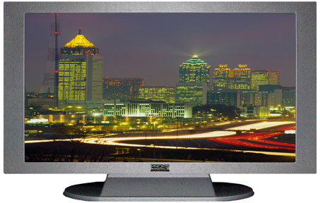 47" TV Prop Plasma-LED Flat Screen TV in Matte Silver-XX Style Series with Atlanta at Night Screen