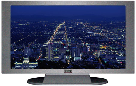 47" TV Prop Plasma-LED Flat Screen TV in Matte Silver-XX Style Series with Salt Lake City at Night Screen