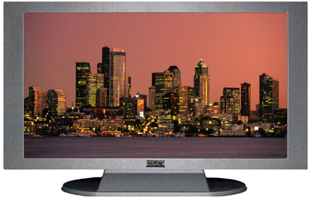 47" TV Prop Plasma-LED Flat Screen TV in Matte Silver-XX Style Series with Seattle at Dusk Screen