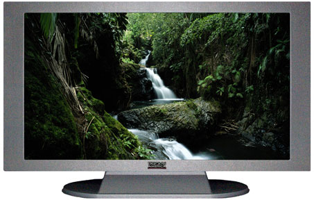 47" TV Prop Plasma-LED Flat Screen TV in Matte Silver-XX Style Series with Onomea Falls in Hawaii Screen