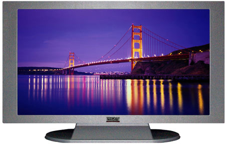 32" TV Prop Plasma-LED Flat Screen TV in Matte Silver-XX Style Series with Golden Gate Bridge at Night Screen