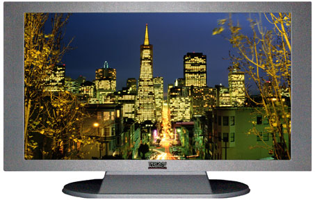 37" TV Prop Plasma-LED Flat Screen TV in Matte Silver-XX Style Series with San Francisco at Night Screen