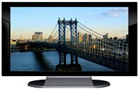 52" TV Prop Plasma-LED Flat Screen TV in Gloss Black on Matte Silver-XX Style Series with Manhattan Bridge Screen